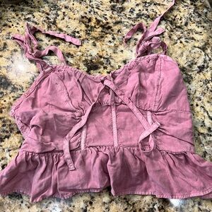 American Eagle Outfitters Mauve Pink Tie-Front Peplum Camisole